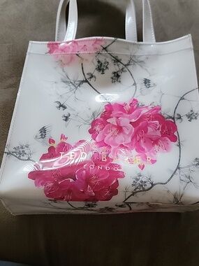 Ted Baker White Tote with Pink Floral Print